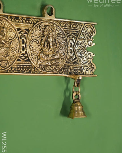 Brass Hanging Ganesh-Lakshmi Plate - WL2551 - Brass Wall Hanging