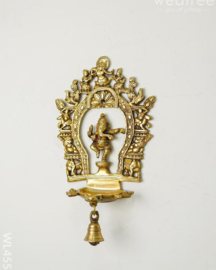 Brass Ganesha Diya With Bell - Wl4552