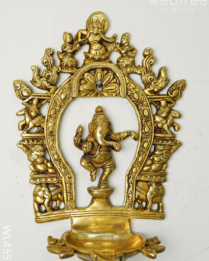 Brass Ganesha Diya With Bell - Wl4552