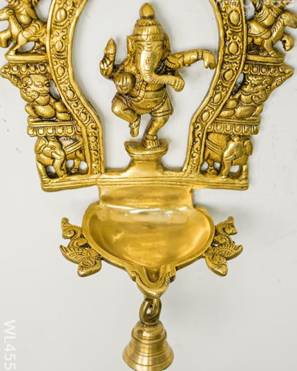 Brass Ganesha Diya With Bell - Wl4552