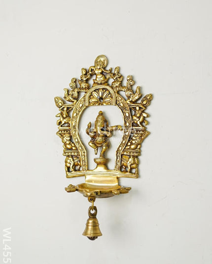 Brass Ganesha Diya With Bell - Wl4552