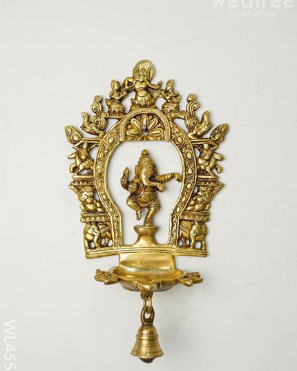 Brass Ganesha Diya With Bell - Wl4552