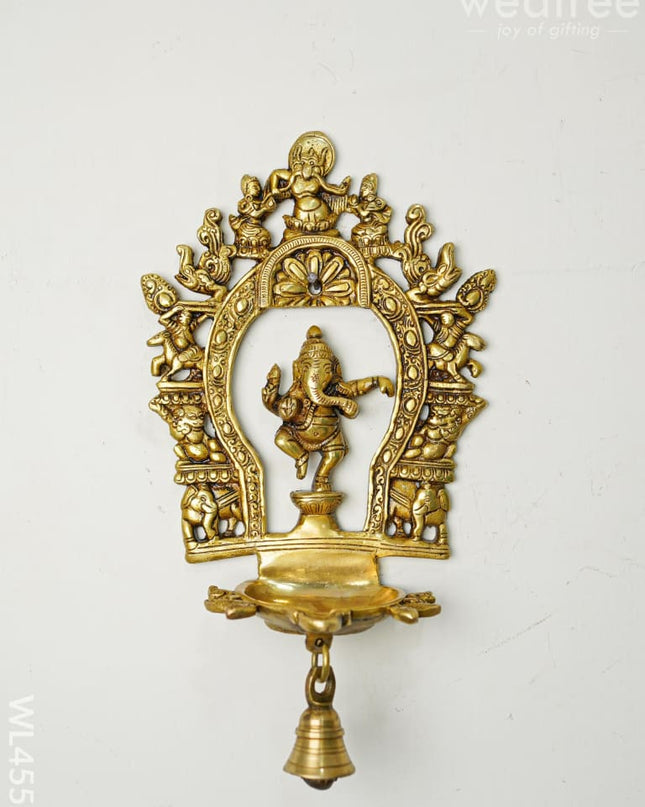 Brass Ganesha Diya With Bell - Wl4552