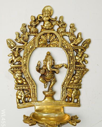 Brass Ganesha Diya With Bell - Wl4552