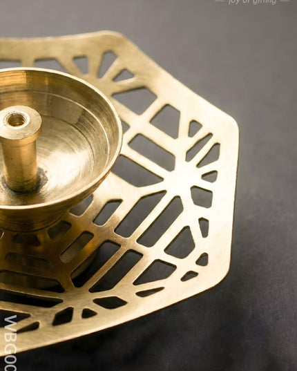 Brass Hexagon Shaped Diya - WBG0041 - Brass Diya RG