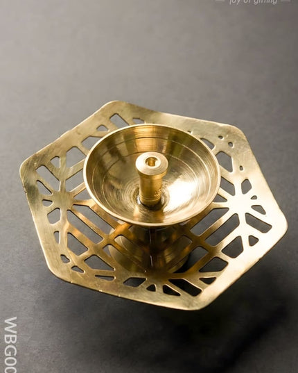 Brass Hexagon Shaped Diya - WBG0041 - Brass Diya RG