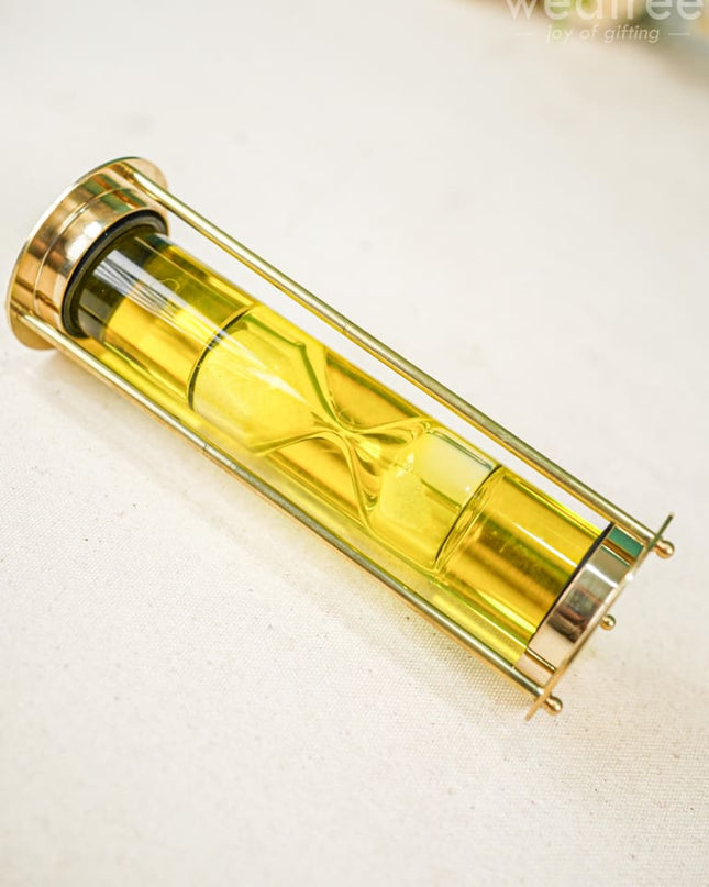 Brass Hourglass With Gel - White Sand Wl4577 Wooden Decor