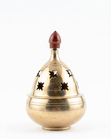 Brass Jali Akhand Diya - 4.5 inch - WL3835 - Brass Diya