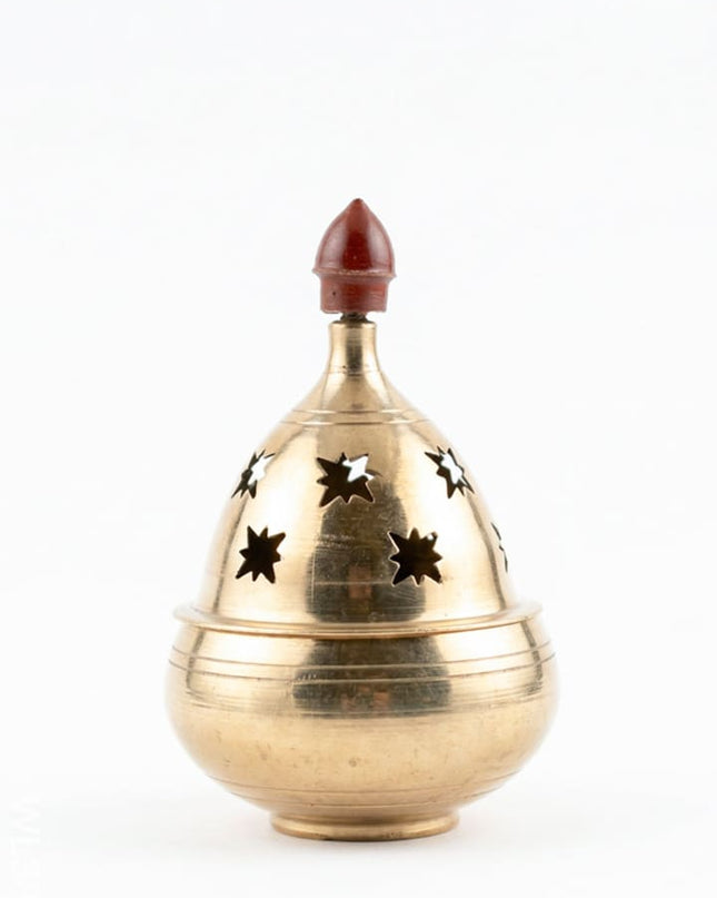 Brass Jali Akhand Diya - 4.5 inch - WL3835 - Brass Diya