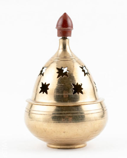 Brass Jali Akhand Diya - 4.5 inch - WL3835 - Brass Diya