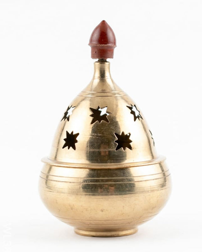 Brass Jali Akhand Diya - 4.5 inch - WL3835 - Brass Diya
