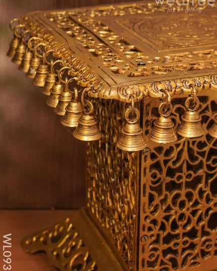 Brass Jhaali Stool With Bell - Black Antique Finish Wl0935 Utility
