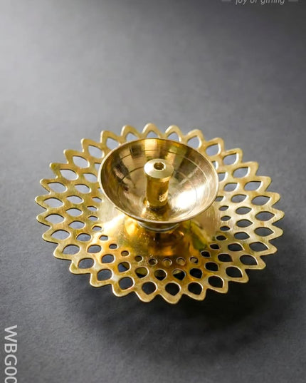Brass Jhaali Sunflower Shaped Diya - WBG0038 - Brass Diya RG