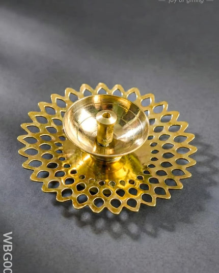 Brass Jhaali Sunflower Shaped Diya - WBG0038 - Brass Diya RG