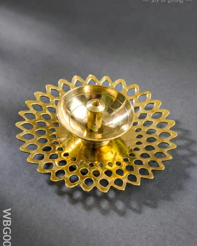 Brass Jhaali Sunflower Shaped Diya - WBG0038 - Brass Diya RG