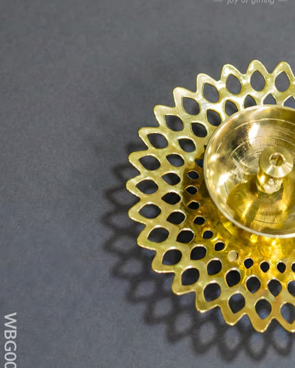 Brass Jhaali Sunflower Shaped Diya - WBG0038 - Brass Diya RG