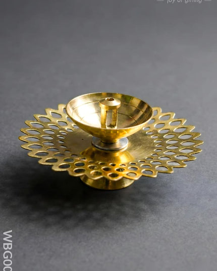 Brass Jhaali Sunflower Shaped Diya - WBG0038 - Brass Diya RG