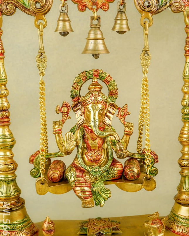 Brass Jhoola Ganesha - 25 inch - WL5668 - Brass Figurines