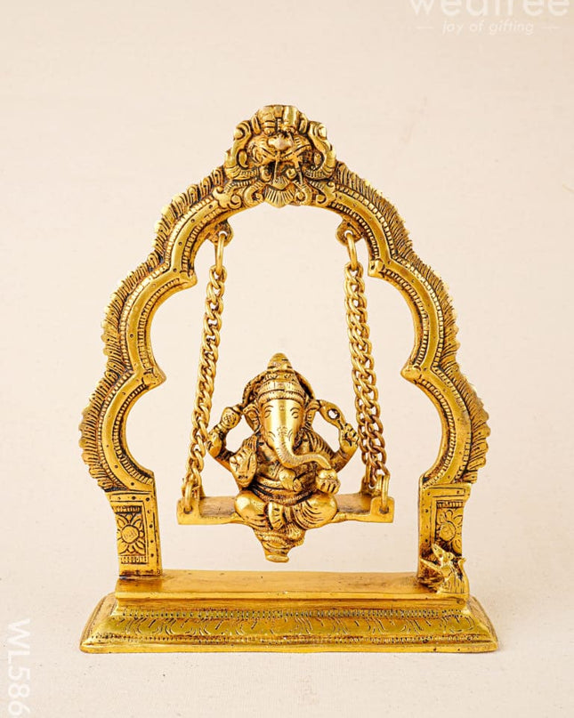Brass Jhoola Ganesha - 9 inch - WL5864 - Brass Decor