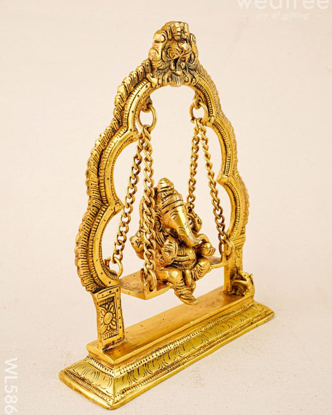 Brass Jhoola Ganesha - 9 inch - WL5864 - Brass Decor