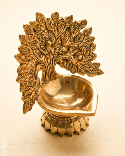Brass Kalpavriksha Tree Diya with Base - WL3603 - Brass Diya