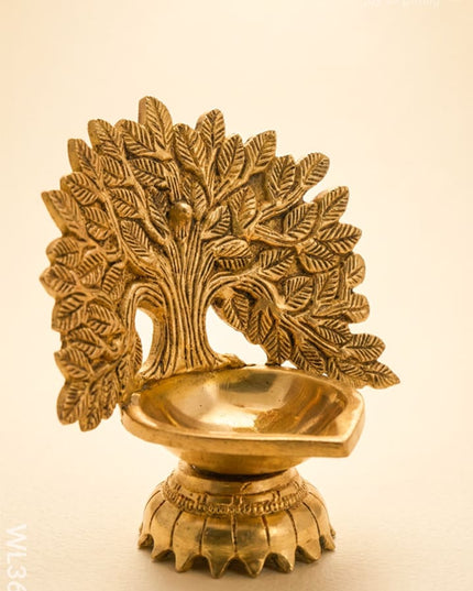 Brass Kalpavriksha Tree Diya with Base - WL3603 - Brass Diya