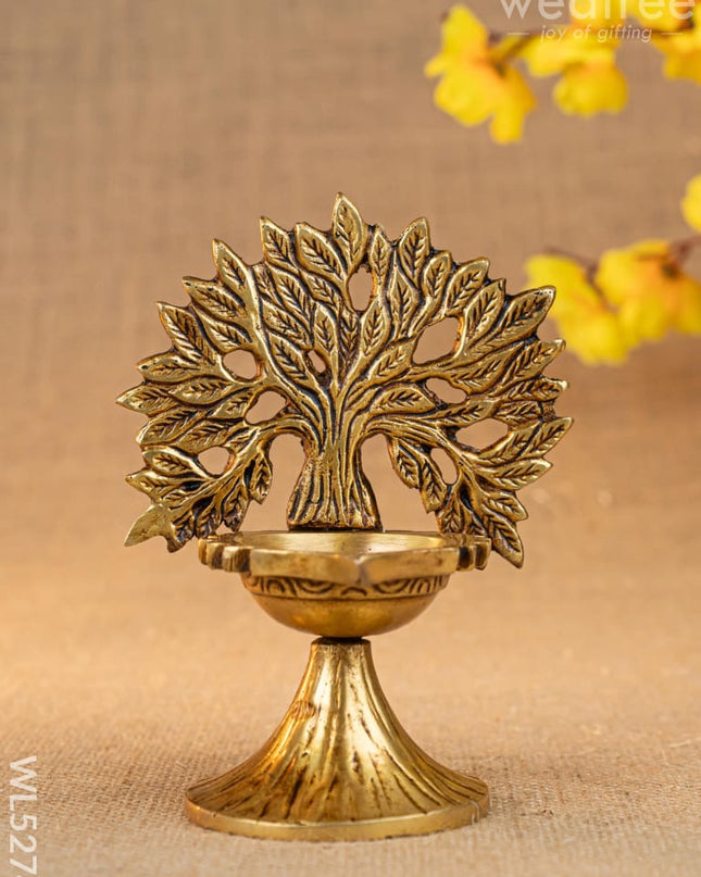 Brass Kalpavriksha Tree with Diya - WL5274 - Brass Diya