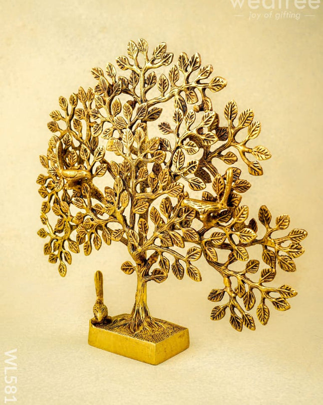 Brass Kalpavriksha Tree with Stand - 11 inch - WL5816 - Brass Decor