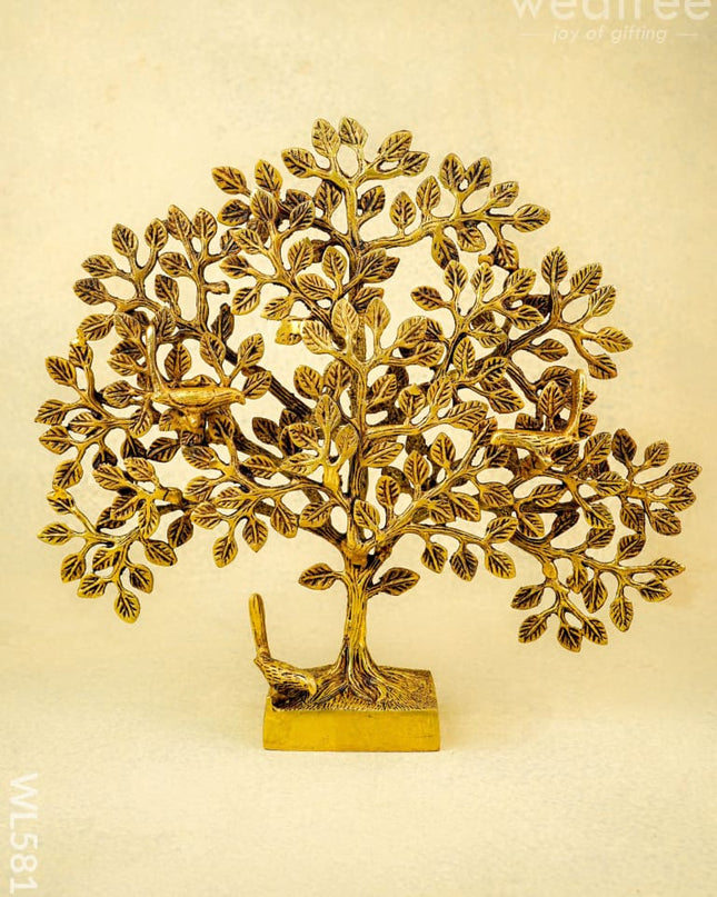 Brass Kalpavriksha Tree with Stand - 11 inch - WL5816 - Brass Decor