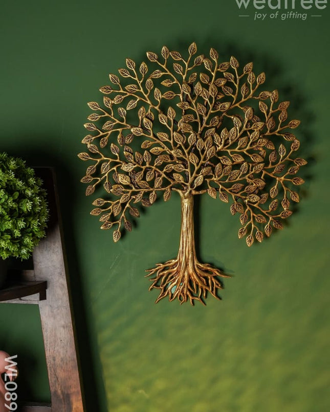Brass Kalpavriksha Wall Hanging Tree With Roots - Wl0890 Figurines