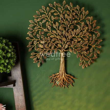 Brass Kalpavriksha Wall Hanging Tree With Roots - Wl0890 Figurines