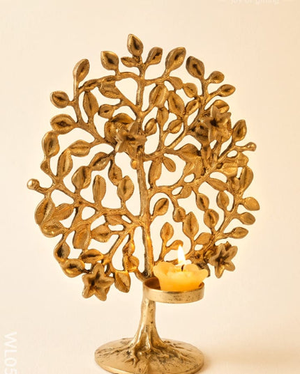 Brass Kalpavriksha with T-Light Holder - WL0587 - Brass Decor