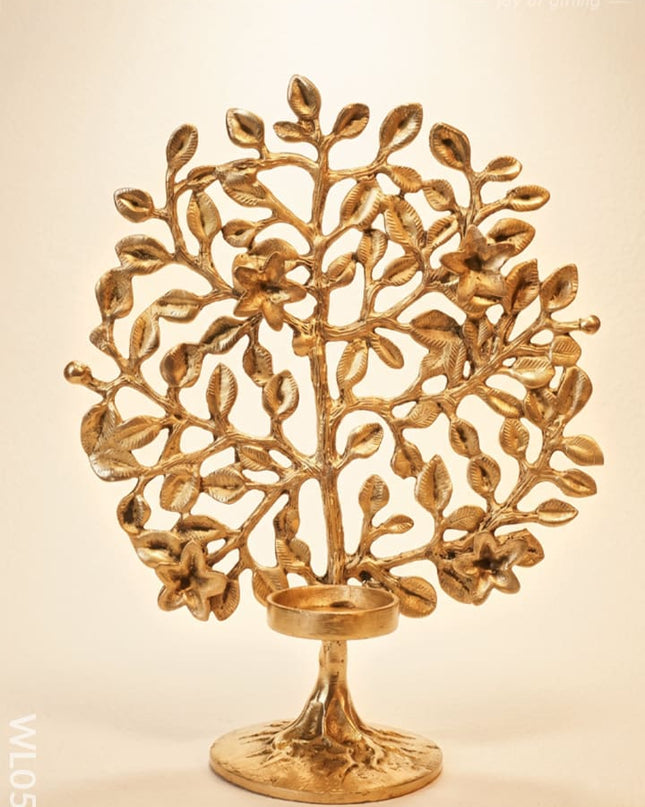Brass Kalpavriksha with T-Light Holder - WL0587 - Brass Decor