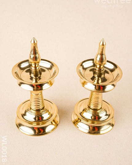 Brass Kerala Diya - Set of 2 - WL0018 - 6 inch - Brass Diya