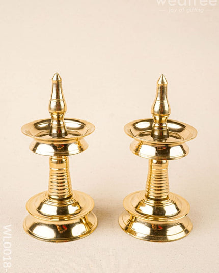 Brass Kerala Diya - Set of 2 - WL0018 - 6 inch - Brass Diya
