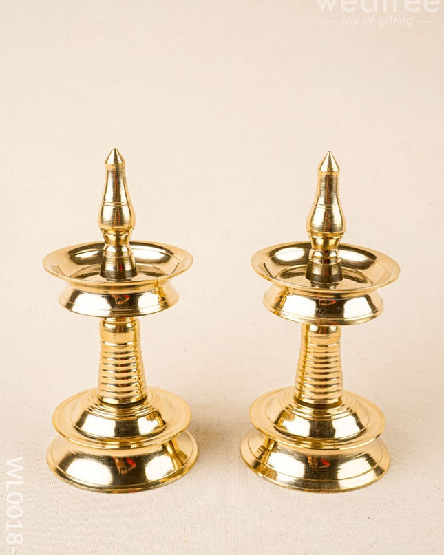 Brass Kerala Diya - Set of 2 - WL0018 - 6 inch - Brass Diya