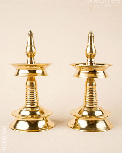 Brass Kerala Diya - Set of 2 - WL0018 - 6 inch - Brass Diya