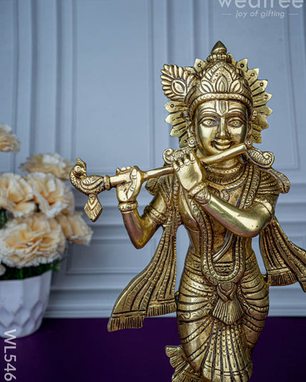 Brass Krishna Idol - 12 inch - WL5468 - Brass Figurines