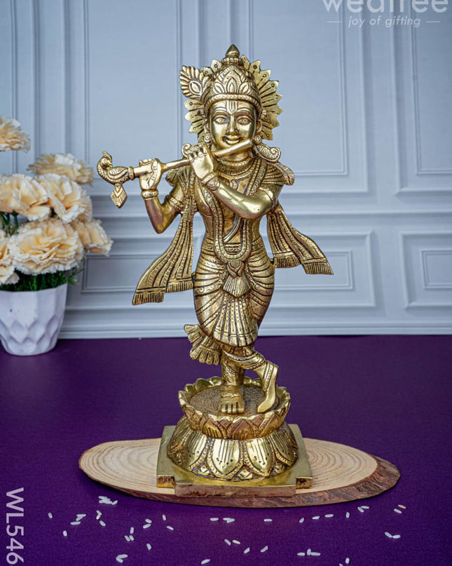 Brass Krishna Idol - 12 inch - WL5468 - Brass Figurines