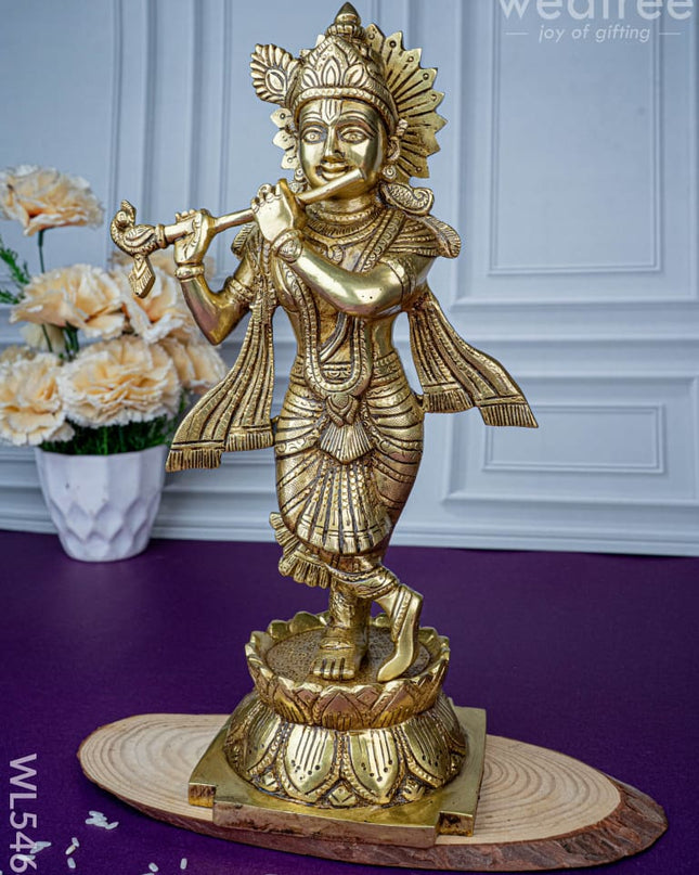Brass Krishna Idol - 12 inch - WL5468 - Brass Figurines