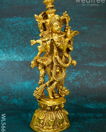 Brass Krishna Idol - 12 inch - WL5660 - Brass Figurines