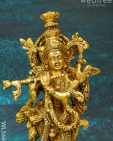 Brass Krishna Idol - 12 inch - WL5660 - Brass Figurines