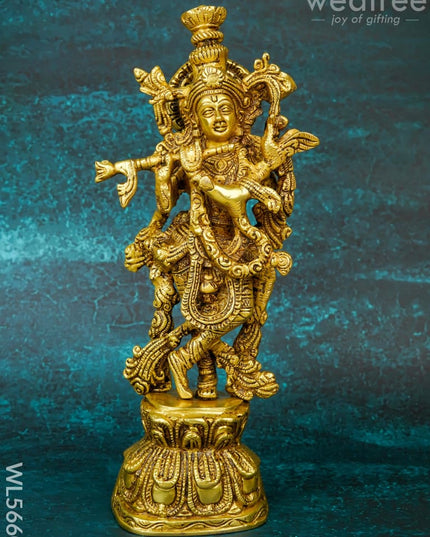 Brass Krishna Idol - 12 inch - WL5660 - Brass Figurines