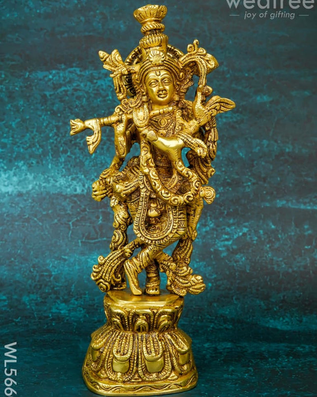 Brass Krishna Idol - 12 inch - WL5660 - Brass Figurines