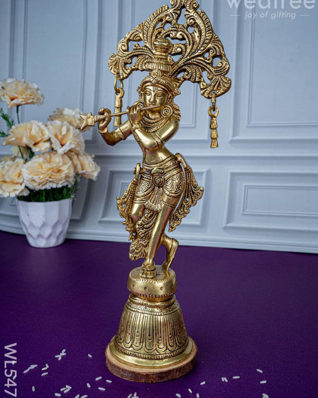 Brass Krishna Idol - 13 inch - WL5472 - Brass Figurines