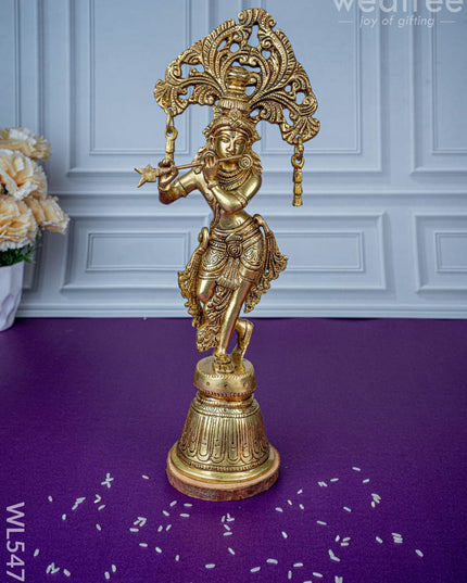 Brass Krishna Idol - 13 inch - WL5472 - Brass Figurines