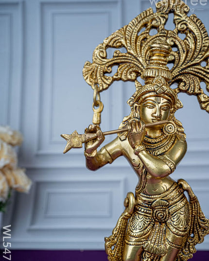 Brass Krishna Idol - 13 inch - WL5472 - Brass Figurines