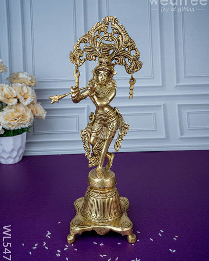 Brass Krishna Idol - 14 inch - WL5471 - Brass Figurines