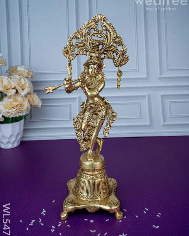 Brass Krishna Idol - 14 inch - WL5471 - Brass Figurines