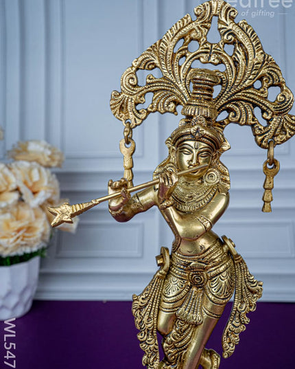 Brass Krishna Idol - 14 inch - WL5471 - Brass Figurines